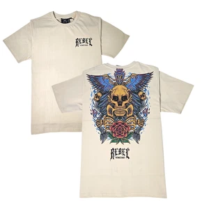 Rebel Vengeance Men's Printed Short Sleeve T-Shirt, Khaki Color, Size Large. - Picture 1 of 6