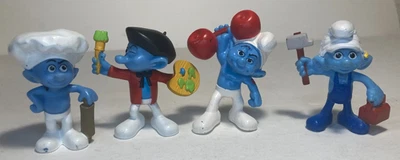 LOTE DE 4 McDONALDS HAPPY MEAL SMURFS 2 BRINQUEDOS Padeiro, Útil, Pintor, Smurfs Pesados. - Imagem 1 de 4