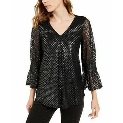 Blusa Alfani negra con estampado plateado nueva con etiquetas Foto 1 de 4