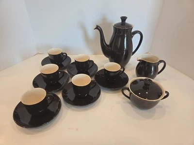 Conjunto de 17 peças café expresso marrom FRIS pote de chocolate creme de açúcar Holanda - Imagem 1 de 4