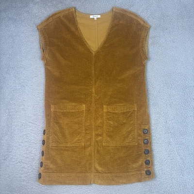 Vestido Madewell veludo outono antigo dourado botão lateral tamanho grande XS - Imagem 1 de 4