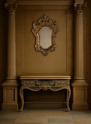 Antique Rococo Ornate 19th Century Mirror – Gold Gilt Wood Frame - Image 1 of 4