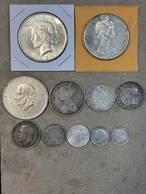 World Silver Coil Lot, Below Melt, Pesos, Peace/ Canadian Dollars, Marks & More - Image 1 of 4