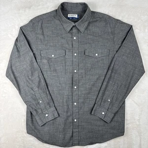 Magellan Western Pearl Snap Shirt Button Up Gray Mens Size L Flex Classic Fit - Picture 1 of 7