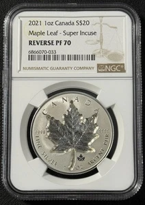 2021 1 Oz .9999 Silver Canada Maple Leaf Super Incuse NGC Reverse PF 70 25 Privy - Picture 1 of 2