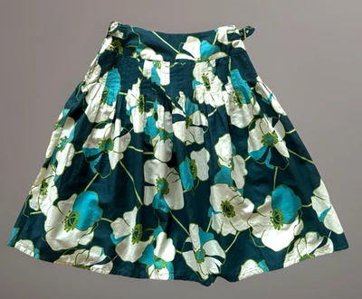 Falda de verano de algodón para mujer La Redoute forrada hasta la rodilla flor azul talla 2 Foto 1 de 4