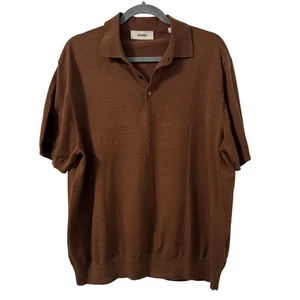 Buck Mason Polo Shirt Mens XL Brown Knit Short Sleeve Cotton Casual Minimalist - Picture 1 of 5