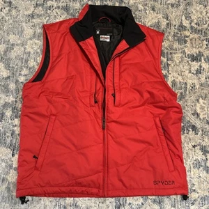 Spyder Vest Men XL Red Black Zip Insulated Logo Ski Puffer Vest Excellent Cond - Picture 1 of 11