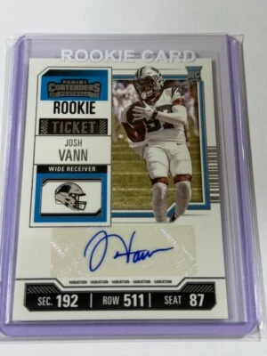 2023 Panini Contenders Rookies Ticket Josh Vann Rookie Auto Carolina Panthers - Image 1 of 2