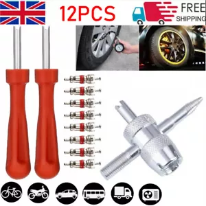 1-2 Set Valve Key Wheel Tyre Inner Tube Valve Remover Removal Tool & Valve Cores - Picture 1 of 11