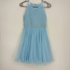 Vestido Tutú Princesa Niñas Speechless Talla 12 Azul Sin Mangas Detalle Estrás - Imagen 1 de 11