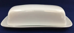 Vintage BIA Cordon Bleu Porcelain Butter Dish White 2Piece Cover and Under Plate - Picture 1 of 11