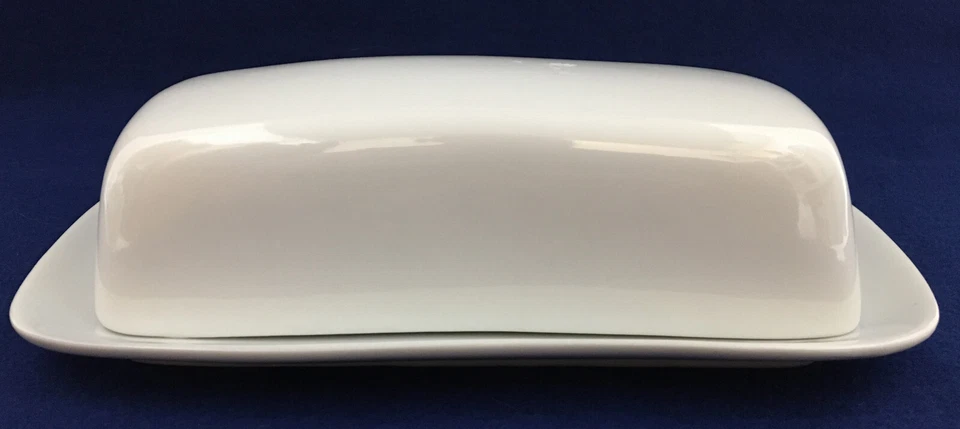 Vintage BIA Cordon Bleu Porcelain Butter Dish White 2Piece Cover and Under Plate - Image 1 of 4