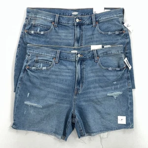 Old Navy set di 2 pantaloncini jeans donna blu invecchiato orlo sfilacciato denim 16 nuovi - Foto 1 di 9