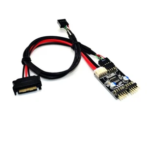 9 pines cabezal USB2.0 a doble cable adaptador USB 9 pines con conector de fuente de alimentación - Imagen 1 de 1