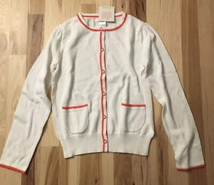 NWT Janie And Jack Watercolor Poppies White Cotton Cardigan Long Sleeve Size 8 - Picture 1 of 5