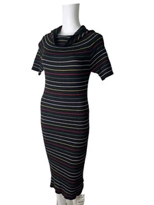NEXT Dress Size XL 18 Black Striped Cowl Neck Stretch Womens NEW EU46 RRP £30 - Picture 1 of 12