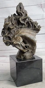 Wachsausschmelzmethode Bronze Pferd Skulptur auf Marmorsockel Art Deco handgefertigt signiert - Bild 1 von 10