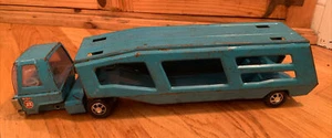 Vintage Buddy L 1970's Blue Car Hauler Carrier Pressed Steel Toy Collectible - Picture 1 of 12