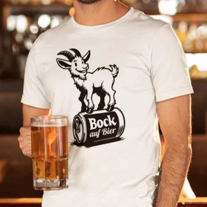 Bock auf Bier Cartoon Wortspiel Malle Party Comedy Spaß Spruch Lustig T-Shirt - Bild 1 von 10