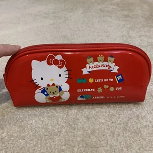 Hello Kitty Red Pencil Stationery Case Bag Zipper 1991 Sanrio 1.5" x 4" x 8" - Bild 1 von 21