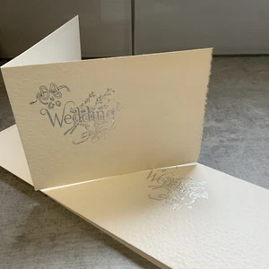 Vintage Wedding Photo Mount Cards Retro Invite 1960s 70s Cream Silver Old Stock - Picture 1 of 7