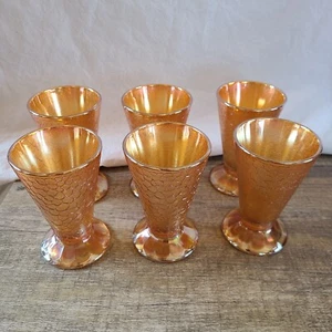 Set 6 Bicchieri Jeannette Carnevale Vetro Calendula Arancio Iridescente Crackle - Foto 1 di 11