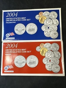 US 2004 Mint UNC Coin Set Including “D” & “P” Mints Marks 2 Sets 20 coins total - Picture 1 of 8