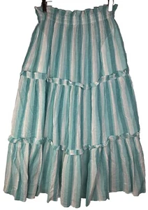 Maxi gonna Tuckernuck Aqua Marine in garza Prado a righe a strati floreale taglia small - Foto 1 di 10