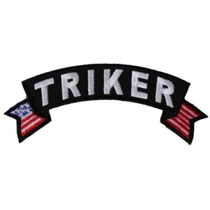Patch, Small Rocker (Iron-On), Triker United States Flag, 4" x 1.5" - Picture 1 of 4
