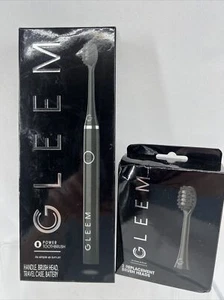 (2) Gleem Spazzolino Elettrico Batteria Nero Custodia da Viaggio e 2 Testine di Ricambio - Foto 1 di 2