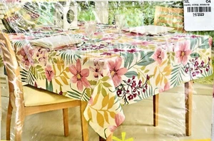Floral Indoor/Outdoor Zipper Umbrella Tablecloth,Multi-Color,polyester, 60"x84" - Picture 1 of 3