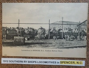 circ: 1912 SOUTHERN RAILWAY SHOPS LOCOMOTIVES in SPENCER N.C. Postcard LITHO B/W - Picture 1 of 2