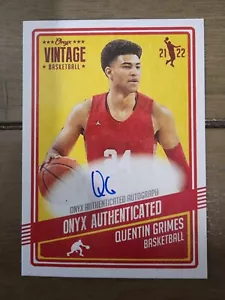 Quentin Grimes 2021-22 Onyx Vintage Rookie RC Auto - Blue Ink (/50) - Picture 1 of 2