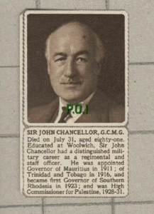 (4898) Sir John Chancellor Mauritius Palestine - 1952 KLEINER Clip - Bild 1 von 1