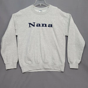"Nana" GILDAN HEAVY BLEND Adult Woman Crew Neck Pullover Sweatshirt Gray Medium - Picture 1 of 12