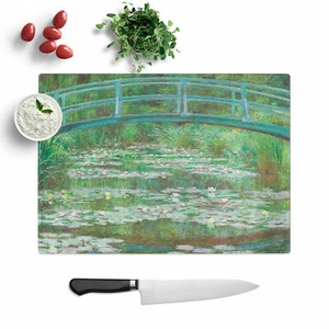 Tabla de cortar The Japanese Footbridge Vol.2 de Claude Monet vidrio texturizado - Imagen 1 de 5