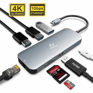 USB C Hub 8 in 1 USB C Adapter with Ethernet Port 4K USB C to HDMI 3 USB 3.0 Por