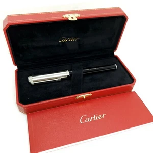 Cartier Santos Dumont Palladium Finish Black Composite Rollerball Pen - Picture 1 of 23