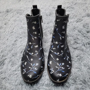 Lucky Brand Boots Womens 9M Black Floral Basel Rain Rubber Chukka - Picture 1 of 12