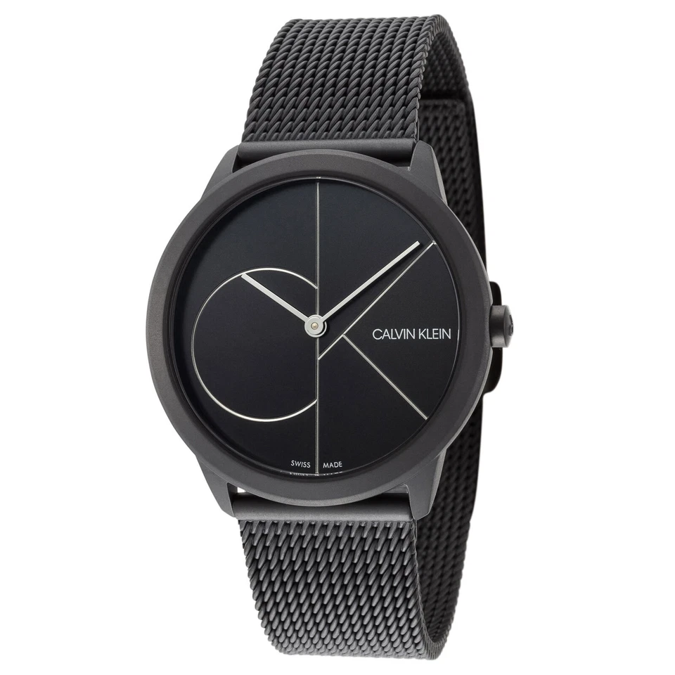 Calvin Klein Minimal 35mm Black Stainless Steel Case with Black Stainless Steel Band, Women's Wristwatch - K3M5245X