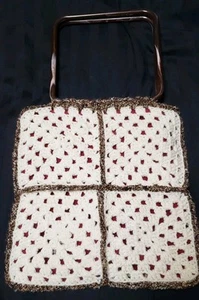Granny Square Handtasche Creme & Burgund - Bild 1 von 7