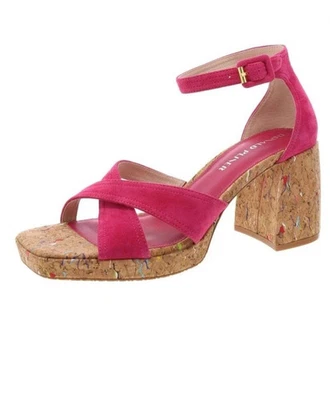 Donald Pliner女式Trista麂皮绒厚底高跟鞋洋红色粉红色10 — 第 1/4 张图片