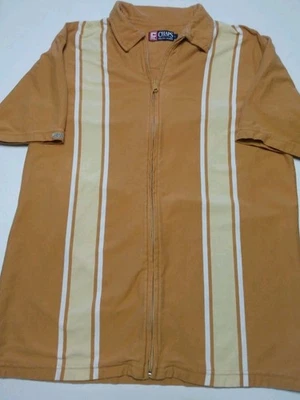 Camisa Manga Para Hombre Chaps Ralph Lauren Talla Grande Cremallera Naranja Rayas Foto 1 de 4