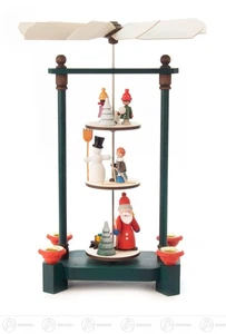 Pyramide mit Weihnachtsmann u. Winterkindern 3-stöckig für Kerzen 22cmx32cmx22cm - Bild 1 von 1