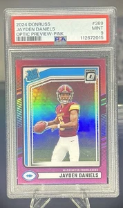 π₯π₯PSA 9π₯π₯2024 Panini Donruss Jayden Daniels RC #389 Optic Preview Pink Prizm - Picture 1 of 3