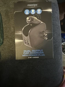 POWERXCEL - Dual Output Car Charger With Power Plug - NEW IN SEALED BOX - Picture 1 of 1