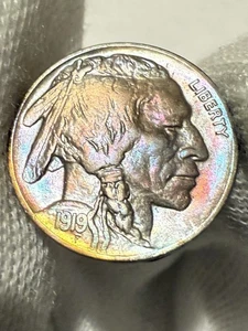 1919 Buffalo Nickel, Gem AU+ High Grade Toned Nice Color WOW - Picture 1 of 2