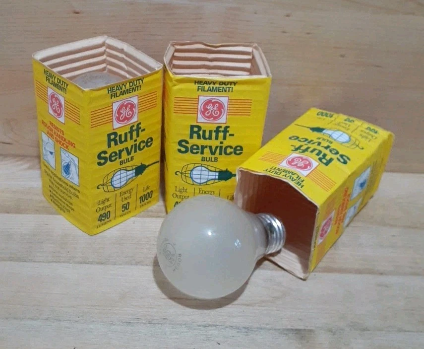 3CT: GE RUFF SERVICE HEAVY-DUTY FILAMENT! 50WATT Resists Rough Handling & Shock! - Image 1 of 3