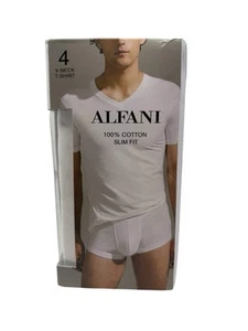 Alfani Men’s 4-Pack Slim Fit V-Neck T Shirt Undershirts White XL $40 - Picture 1 of 2